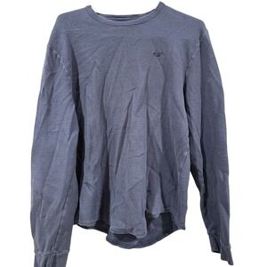 Hollister Mens Long Sleeve Thermal Waffle Knit Crew Neck Shirt Blue Size X-Large